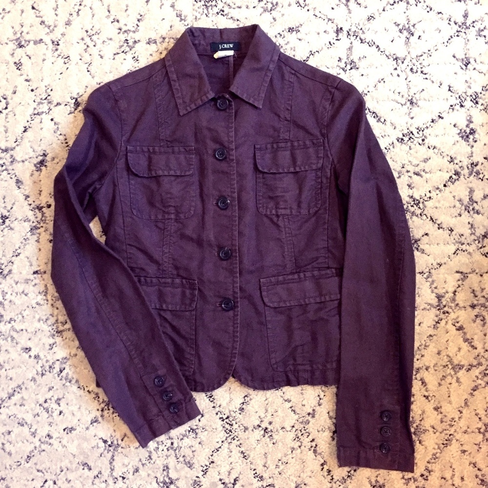 J. Crew espresso linen safari jacket